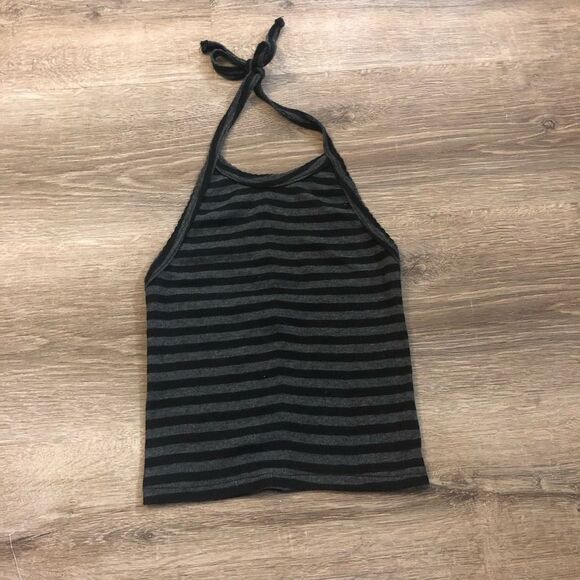 Women's Urban Outfitters Out From Under Grey & Black Striped Halter Top - Picture 2 of 6